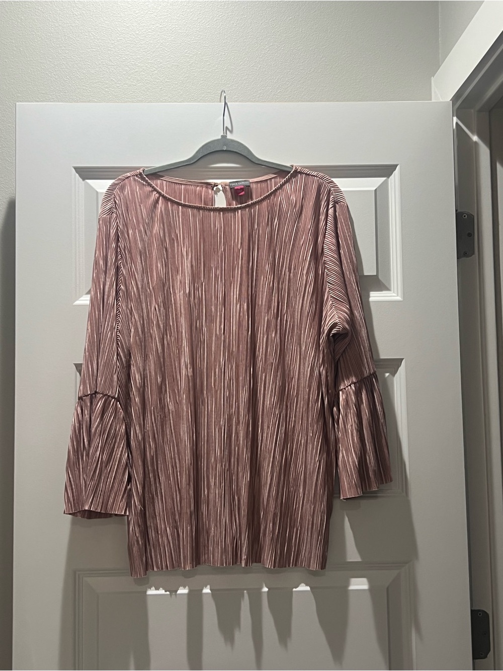 Vince Camuto Mauve Pleated Three-Quarter Sleeve Blouse